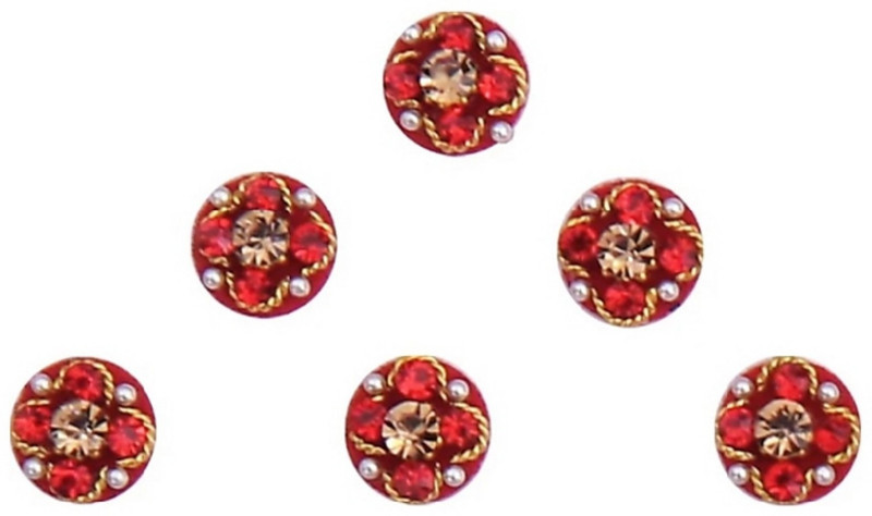 beauty gold precious stone red bindi for beautiful lady & girl forehead, nails, tattooing Red Bindis(mugli marathi, bengali bindi, Bollywood style)