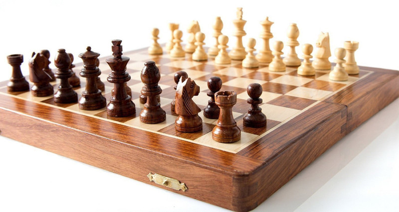 sk handicrafts Folding Magnetic Travel Chess Board Set Wooden with Extra Queen Game Handmade, 12 inch Chess Board(Brown, Grey)
