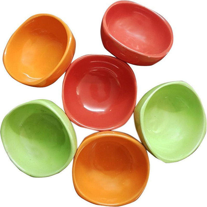 kraftmania Ceramic Dessert Bowl(Multicolor, Pack of 6)