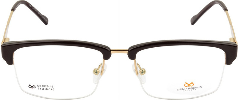 DENY BROWN Half Rim Wayfarer Frame(53 mm)