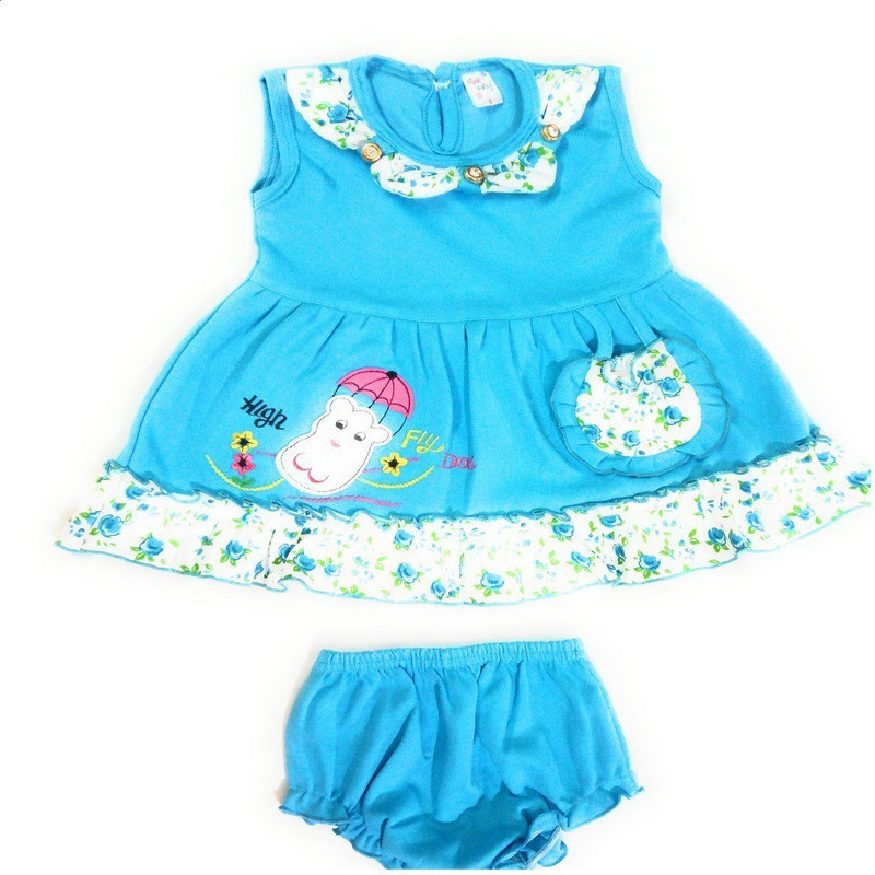pinkbaby Girls Casual Dress Panty(Light Blue)