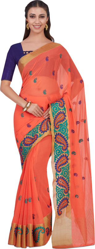 Mimosa Woven Kanjivaram Chiffon Saree(Orange)