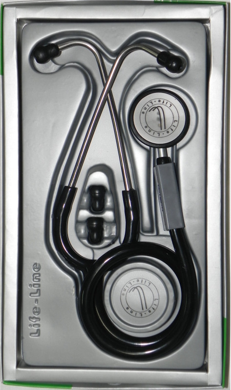 LifeLine ALPHA (DX.) STH013 Aluminium Chest Piece with Silver Matt Finish Sensitive Diaphragm Stethoscope Black Acoustic Stethoscope(Black)