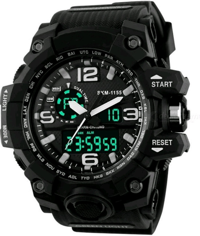 indo club asr 002 indo club 002shock resistante black casual sport fancy look superstar look for man and boy Analog-Digital Watch  - For Men