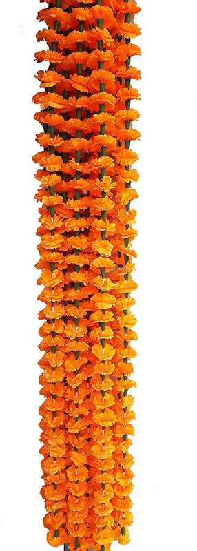 Wonder Star Reusable/washable Marigold Fluffy Plastic Flowers (genda phool toran) for Diwali/...