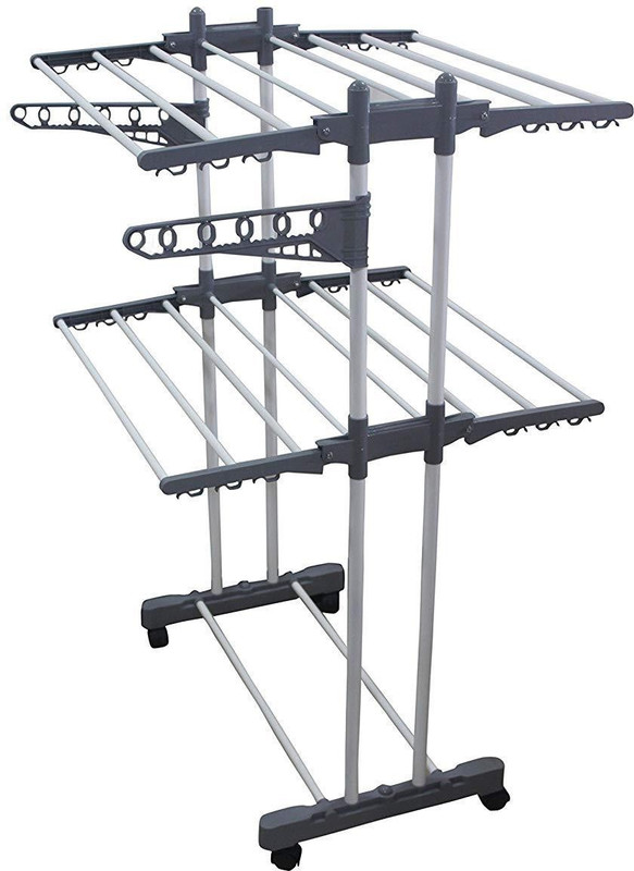 madewell MadeWellPremium Heavy Duty 3 Poll-3 Layers Super GRANDIS Cloth Drying Stand Carbon Steel Floor Cloth Dryer Stand(Grey)