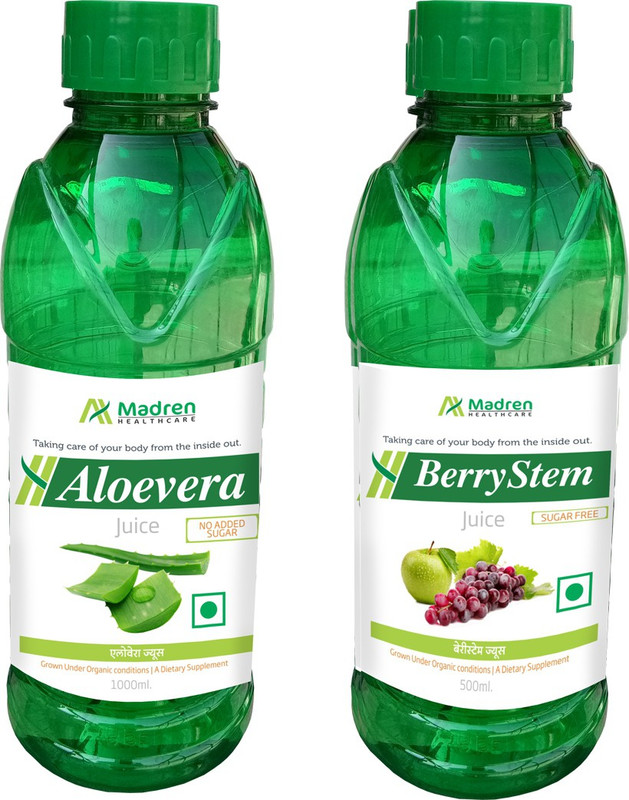 Madren Healthcare Aloevera 1 Ltr & Berry Stem Juice 500 ml(2 x 750 ml)