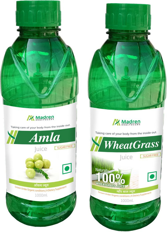 Madren Healthcare Amla 1 Ltr & Wheat Grass Juice 1 Ltr(2 x 1000 ml)