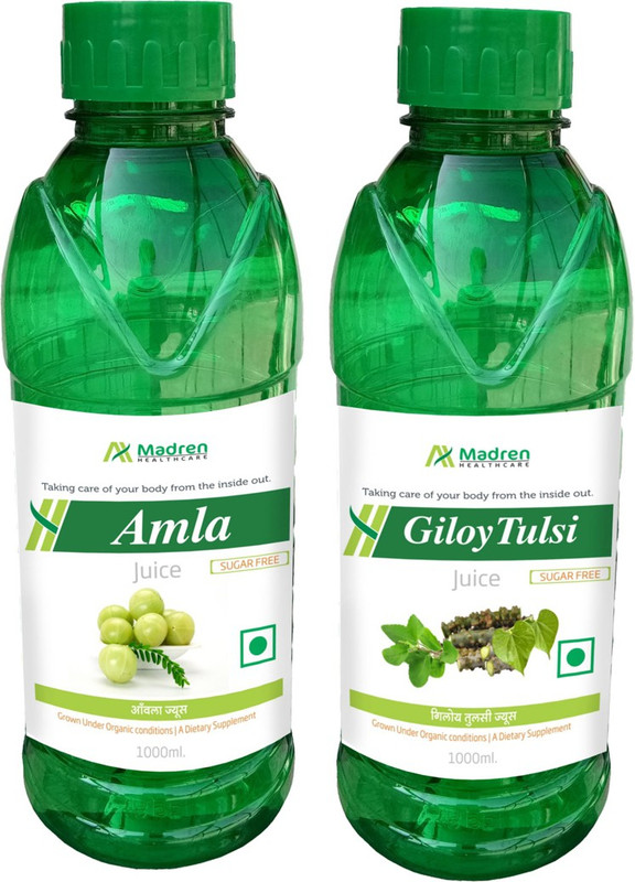 Madren Healthcare Amla 1 Ltr & Giloy Tulsi Juice 1 Ltr(2 x 1000 ml)