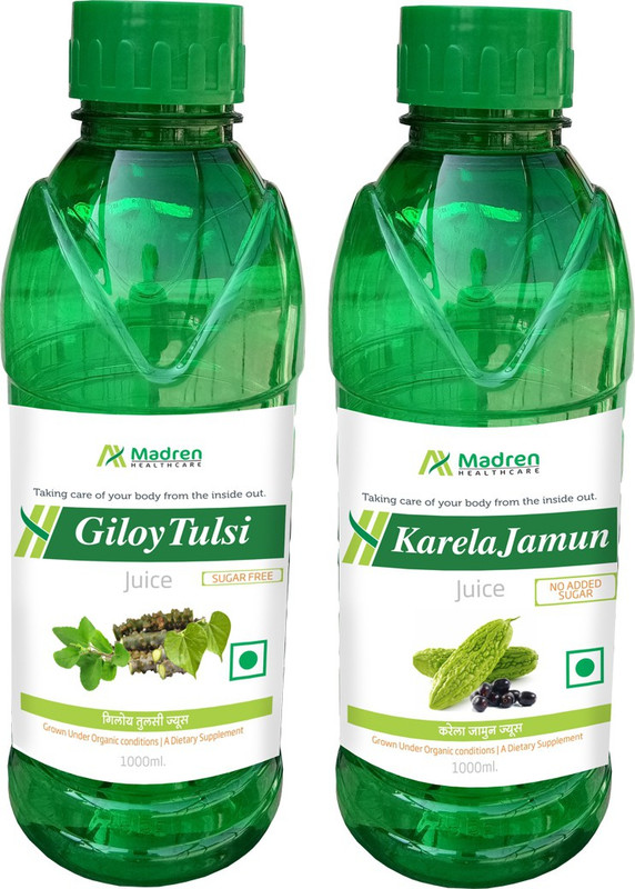 Madren Healthcare Giloy Tulsi 1 Ltr & Karela Jamun Juice 1 Ltr(2 x 1000 ml)