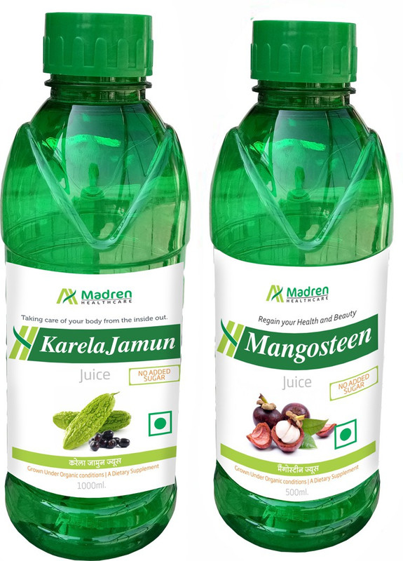 Madren Healthcare Karela Jamun 1 Ltr & Mangosteen Juice 500 ml(2 x 750 ml)
