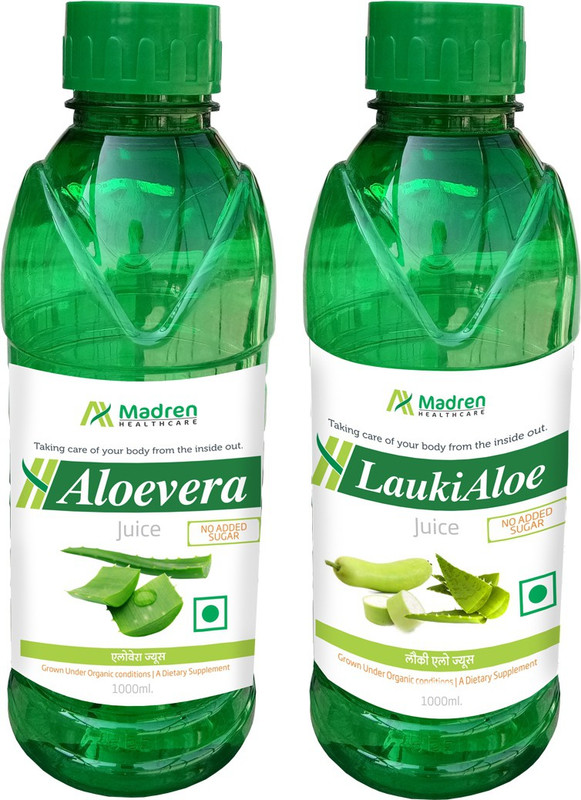 Madren Healthcare Aloevera 1 Ltr & Lauki Aloe Juice 1 Ltr(2 x 1000 ml)