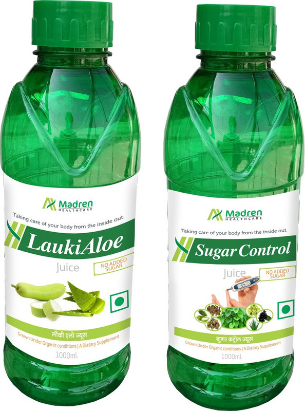 Madren Healthcare Lauki Aloe 1 Ltr & Sugar Control Juice 1 Ltr(2 x 1000 ml)
