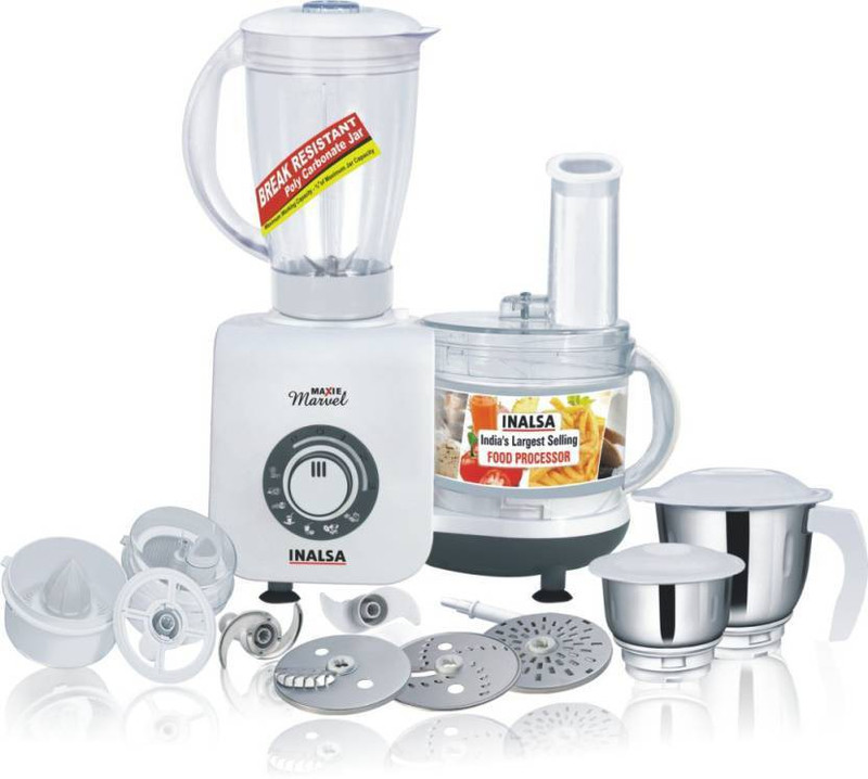 Inalsa Marvel 800 W Food Processor(White, Grey)