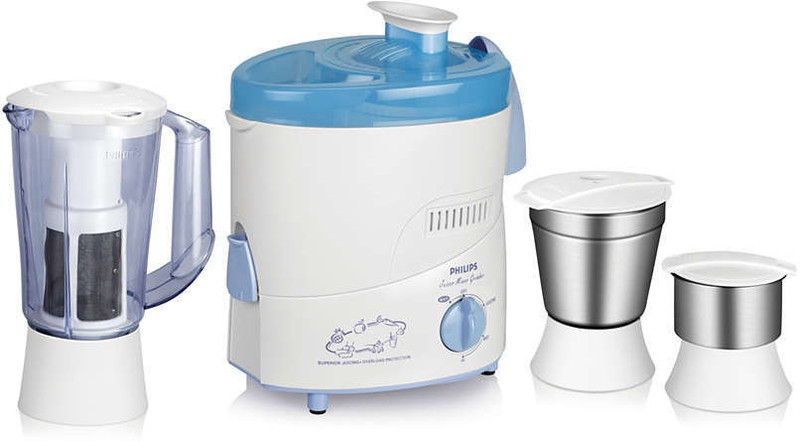 Philips HL 1632/00 500 Juicer Mixer Grinder(White, Blue, 2 Jars)