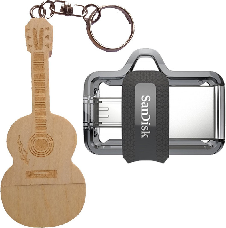ACCF97GDQBHZPWGZ-flipkart.com SanDisk Otg 3.0 Dual Drive 16 GB Combo Offer Wooden Guitar Without Box 16 GB Pen Drive(Gold, Grey)