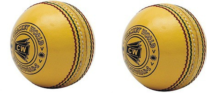 CW 2 X Indoor Yellow 4Pc Hand Stitch For Men/Senior Match Cricket Leather Ball(Standard, Pack of 2, Yellow)