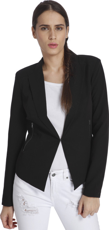 Vero Moda Solid Single Breasted Casual Women Blazer(Black)