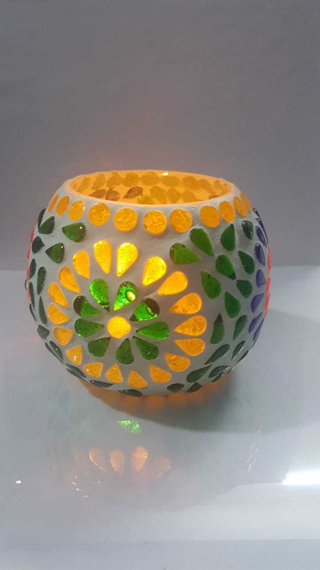 home tadka ht-gl-v2 Glass 0 - Cup Tealight Holder(Multicolor, Pack of 1)