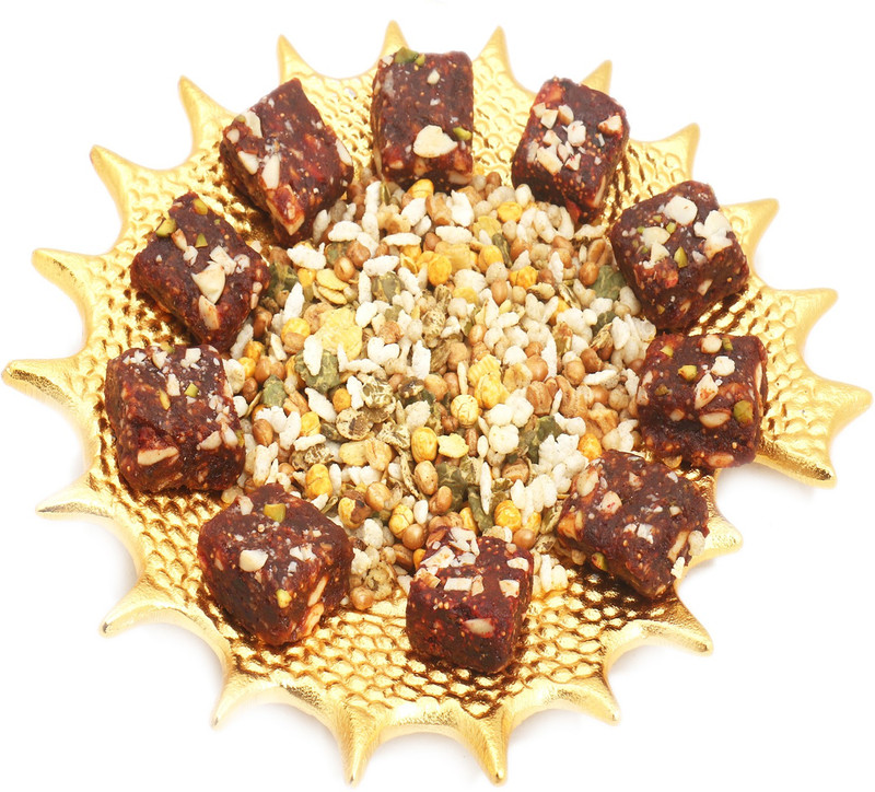 Ghasitaram Gifts Diwali Gifts - Hampers Golden Shell Healthy Dates Figs Bites and Roasted Protein Mix Namkeen Platter Combo(2) Ghasitaram Gifts Diwali Gifts - Hampers Golden Shell Healthy Dates Figs Bites and Roasted Protein Mix Namkeen Platter Combo(2)