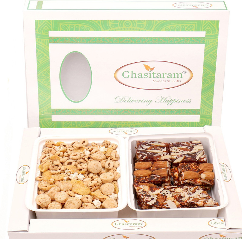 Ghasitaram Gifts Diwali Gifts - Hampers Multigrain Mix Namkeen with Natural Sugarfree Mix Hamper Combo(3)