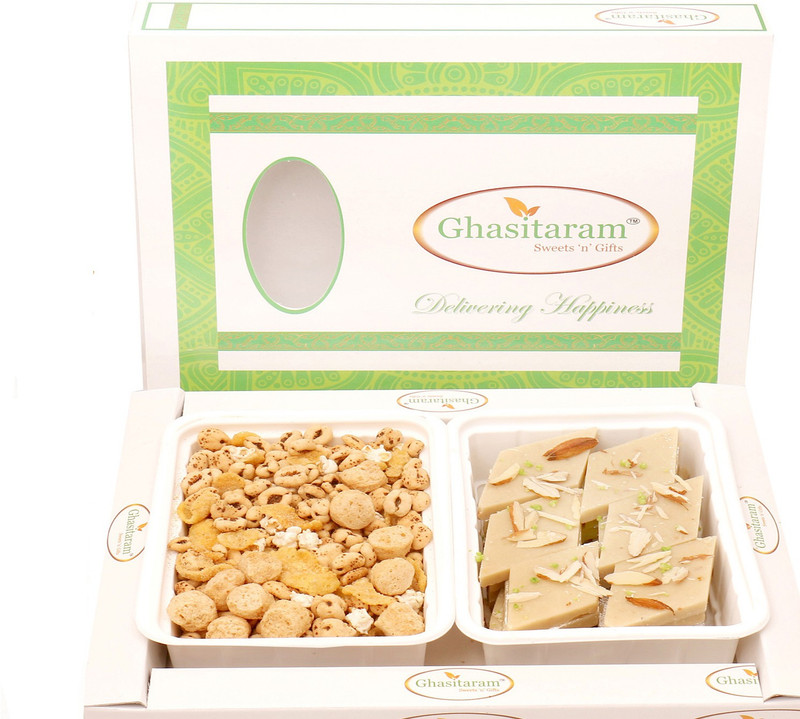 Ghasitaram Gifts Diwali Gifts - Hampers Multigrain Mix Namkeen with Sugarfree Kaju Katli Hamper Combo(3)