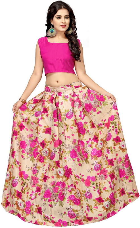 nena fashion Floral Print Semi Stitched Lehenga Choli(Multicolor)
