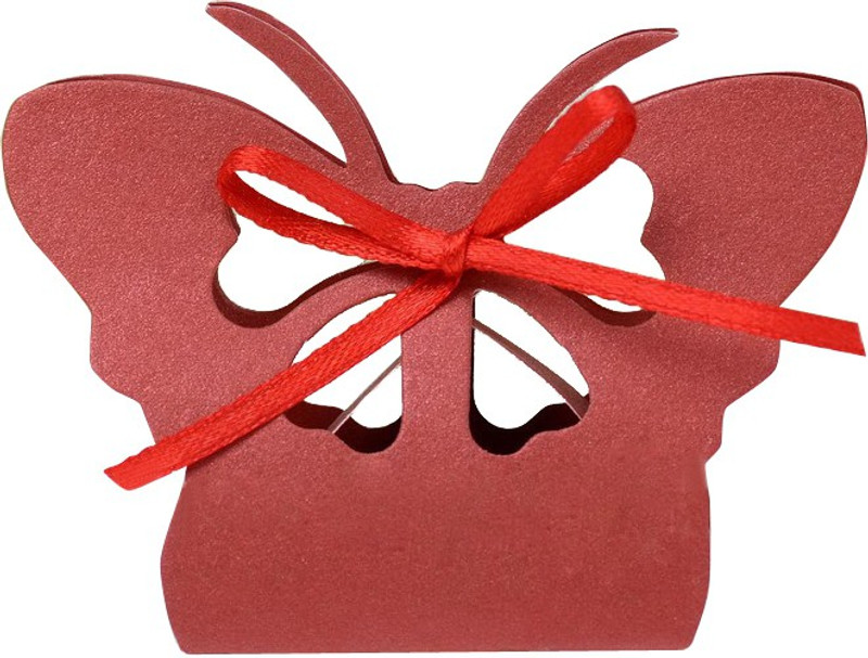 Futaba Red Laser Cut Butterfly Gifts Candy Boxes - Pack of 12 - Brick Red - 109 g Futaba Red Laser Cut Butterfly Gifts Candy Boxes - Pack of 12 - Brick Red - 109 g