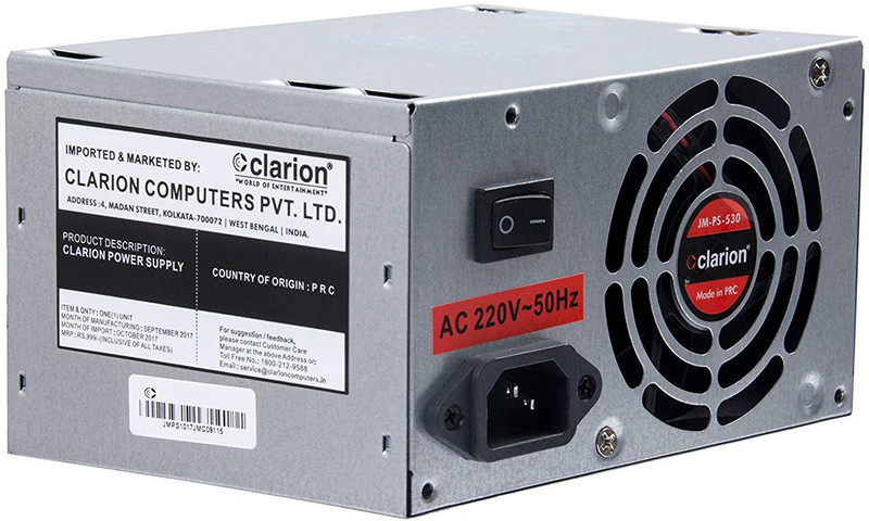 clarion SMPS 500 WATT Computer Desktop Power Supply 500 Watts PSU(Multicolor)