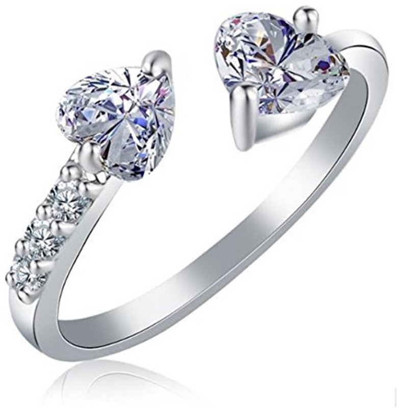 Shining Diva AAA Crystal Stylish Heart Cut Adjustable Ring Crystal Crystal Ring
