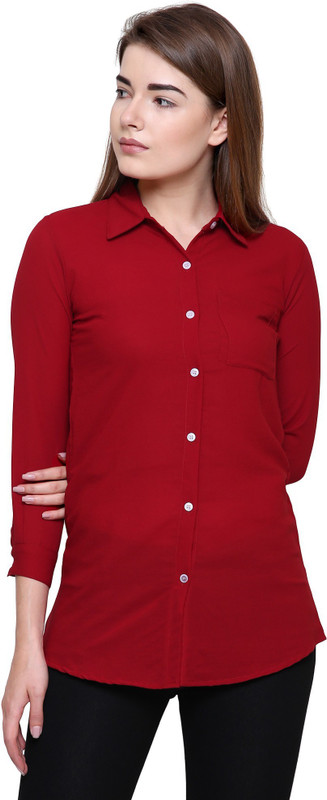 poison ivy Women Solid Casual Red Shirt
