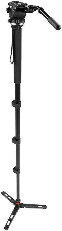E-Image MA-70S 6ft Handheld Multi Function Aluminum Fluid Video Monopod with EI02H Head for DSLR Cameras Monopod(Black, Supports Up to 4000)