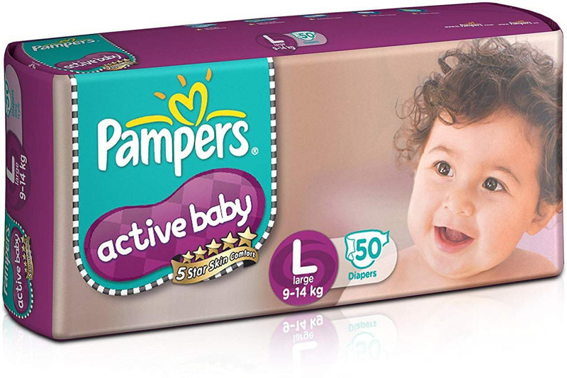 Pampers Active Baby Large Size Diaper 50 Count L 50 Pieces