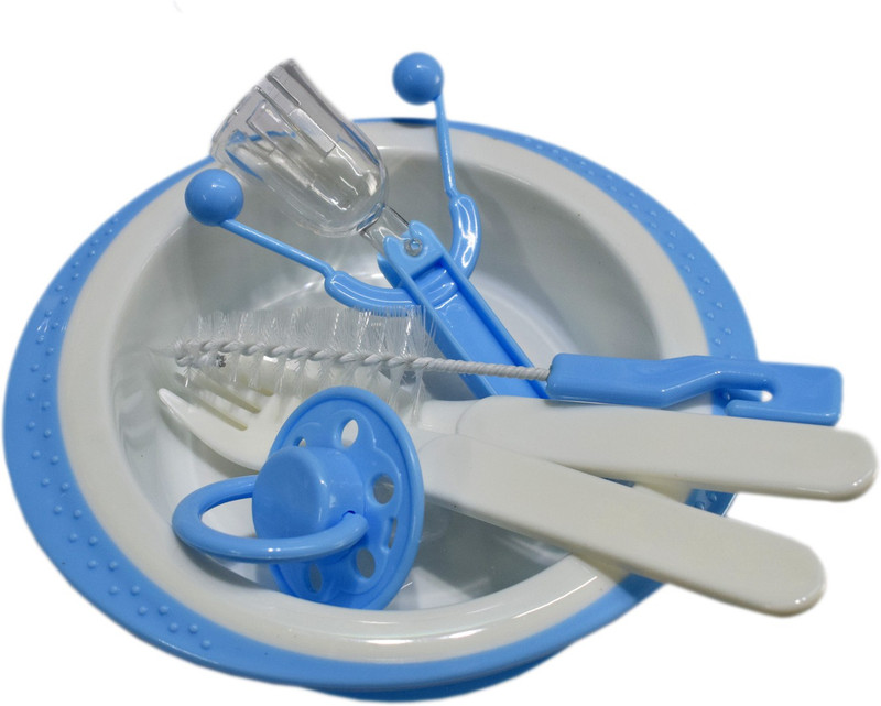 shophills 7 IN 1 KIDS FEEDING SET  - Silicone(Blue)