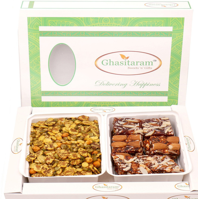 Ghasitaram Gifts Diwali Gifts - Hampers Diet Protein Mix Namkeen with Natural Sugarfree Mix Hamper Combo(3)