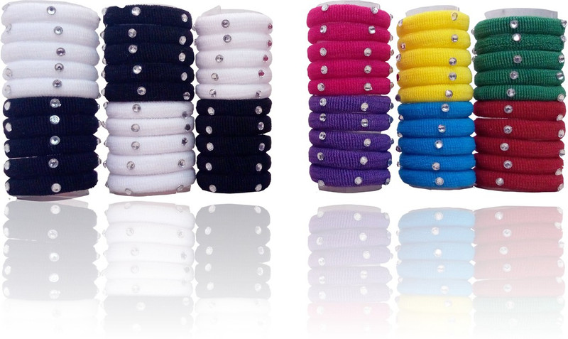 elastic 60 Rubber Band Hair Band Hair Band, Rubber Band(Black, Yellow, Pink, Blue, White, Red, Black, Multicolor)