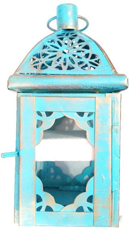sarah online store Decorative Iron Lantern Blue Iron Hanging Lantern(21 cm X 9 cm, Pack of 1)