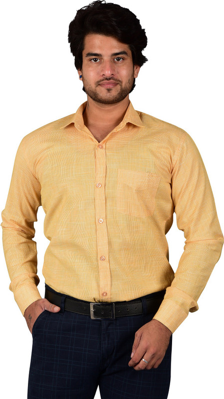 wild knight Men Self Design Casual Gold Shirt