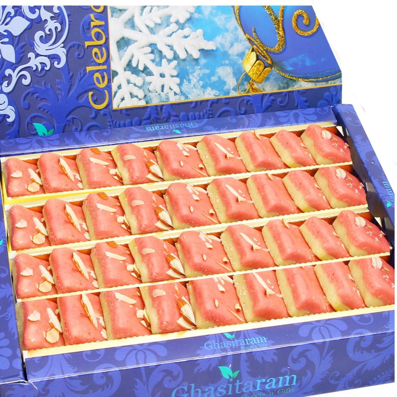 Ghasitaram Gifts Diwali Gifts - Sweets- Sugarfree Mawa Coconut Barfi 200 gms Festive Gift Box(200 g)