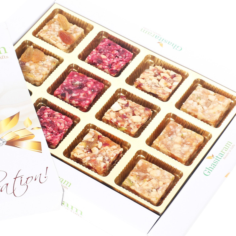Ghasitaram Gifts Natural Fruit Assorted Sugarfree Sweets White Box Box(180 g)