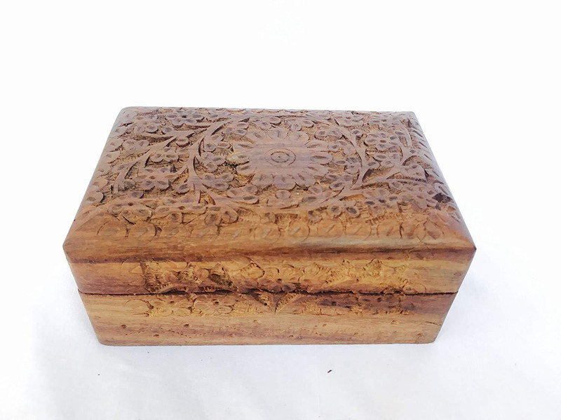 mhe MHE-Handmade Wooden Carving Jewellery Box for Women Jewellery, makeup,etc Vanity Box(Brown)