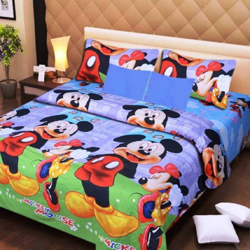 friends hub 160 TC Polycotton Double Printed Bedsheet(Pack of 1, Multicolor)