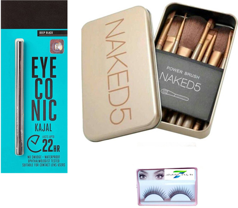 sirf tum 7 sirf tum 7eyelashes,eyeeconic kajal deep black, 5 power brush set (14 )(14 Items in the set)