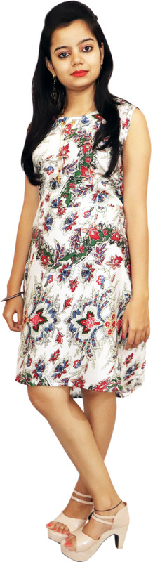 the majestic creation Women High Low Multicolor, White Dress