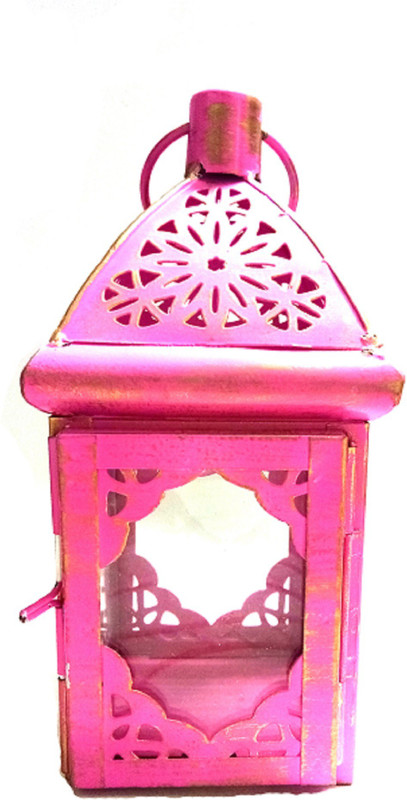 sarah online store Decorative Iron Lantern Pink Iron Hanging Lantern(21 cm X 9 cm, Pack of 1)