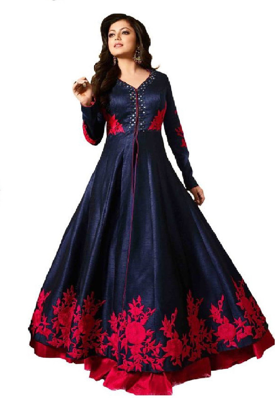 color bucket Anarkali Gown(Multicolor, Dark Blue)