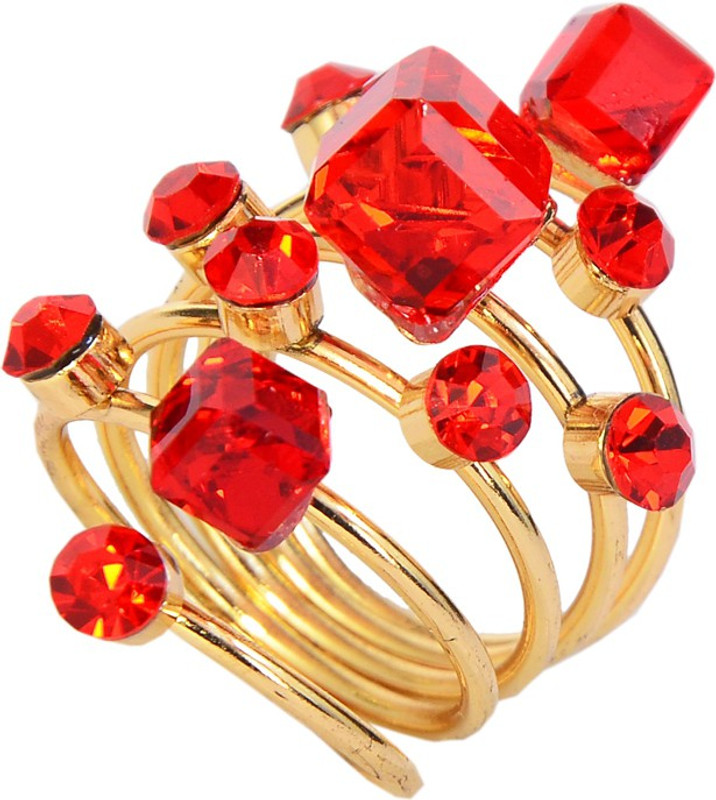 meet novelty long ring red adjustable Brass Jade Gold Plated Ring