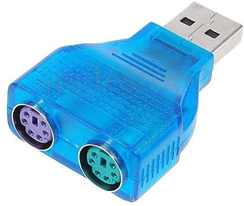 smacc USB to Dual PS/2 Converter For Keyboard and Mouse-Blue USB Adapter(Blue)