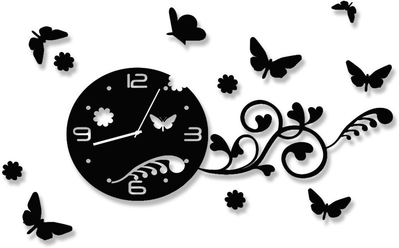 e india fashion Analog 30 cm X 42 cm Wall Clock(Black, Without Glass)