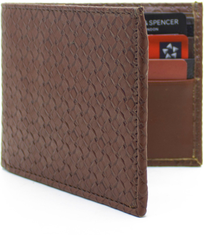 flex boom Men Brown Genuine Leather Wallet(6 Card Slots)